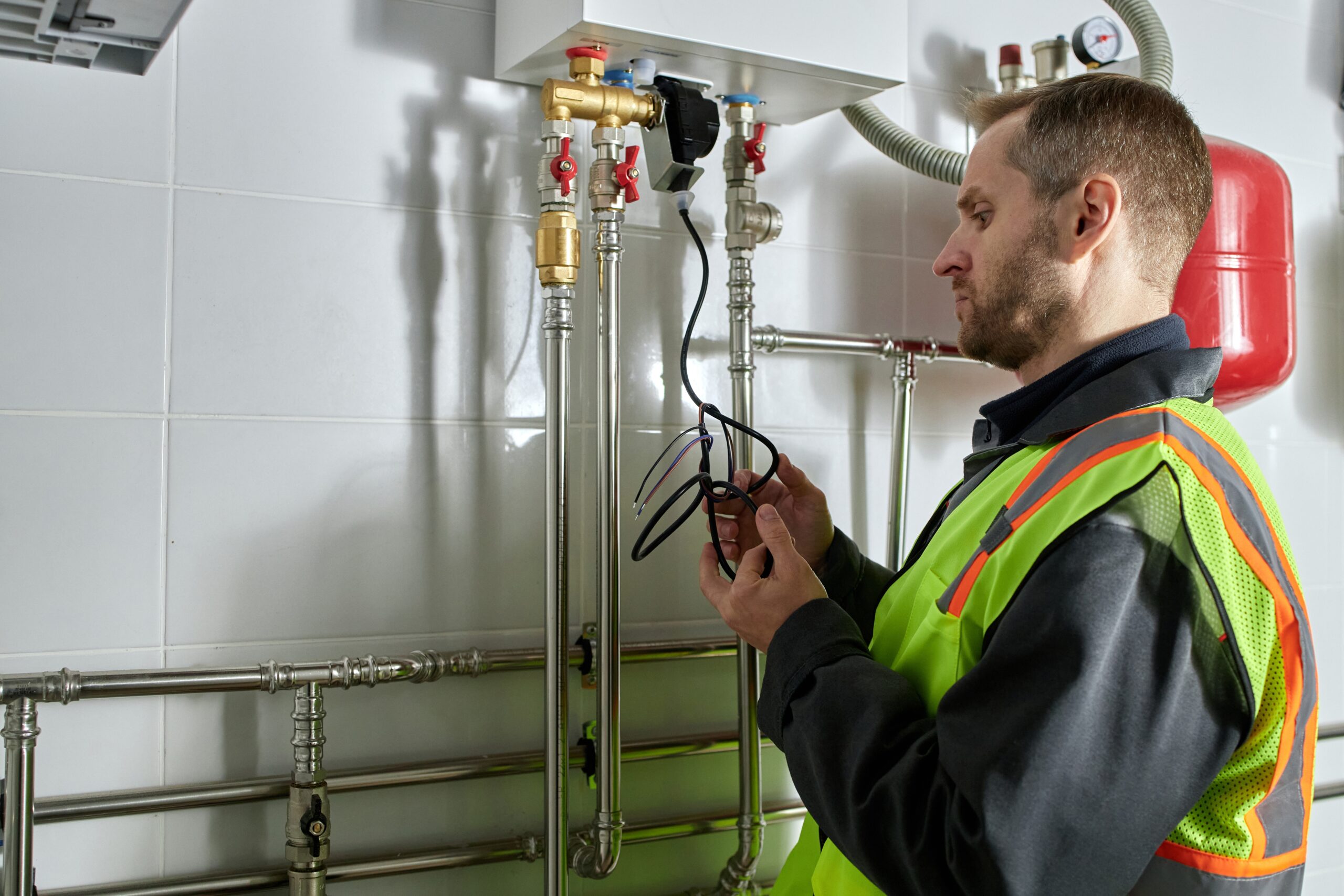 technician identifying common issues found during routine heating maintenance in home system